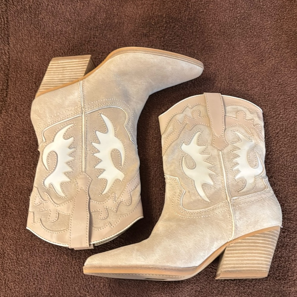 Suede cowboy booties